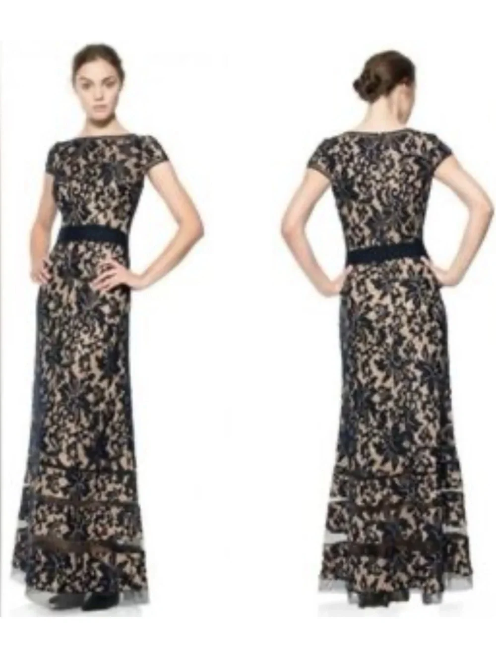 Tadashi Shoji Maxi Dress Women’s 16 Blue Gown Lace Mermaid Evening Victorian - Picture 3 of 15